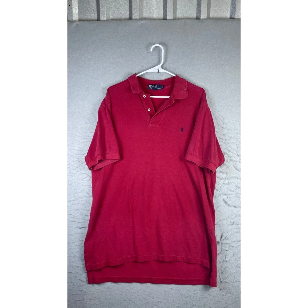 Polo Ralph Lauren Polo Shirt Mens L Red Excellent Short Sleeve Pique Pony Logo